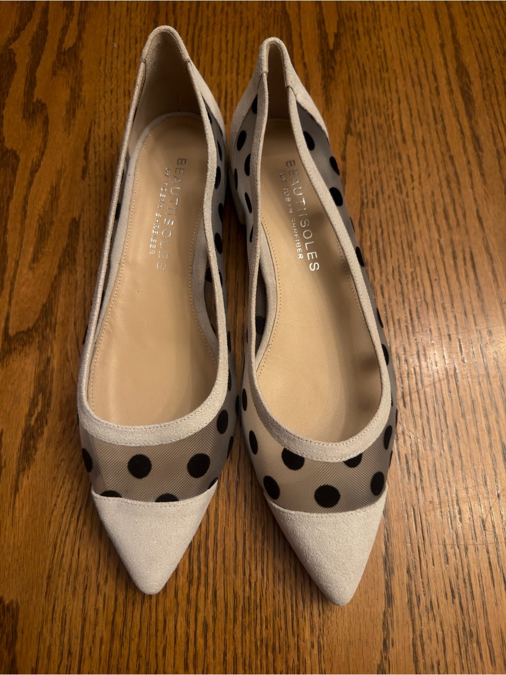 Beautisoles Polka Dot Mesh Ballet Flat - White with Black Dots - Picture 4 of 4